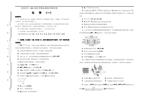 (新高考)2021届高考精品最新冲刺试卷   化学(一) 学生版