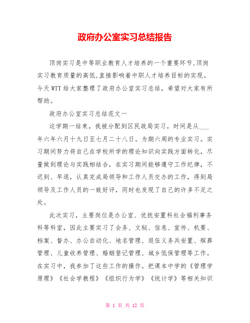 政府办公室实习总结报告 