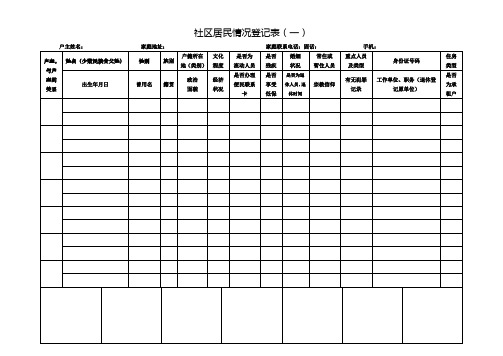 社区居民情况登记表