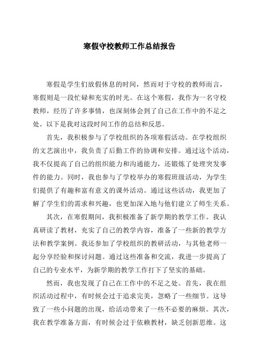 寒假守校教师工作总结报告