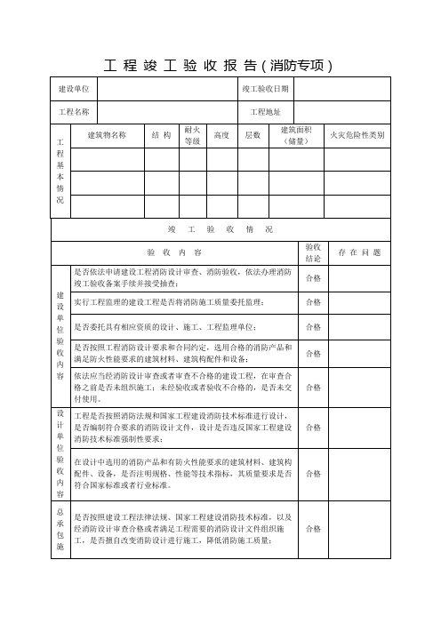 工程竣工验收报告(消防专项)海南省