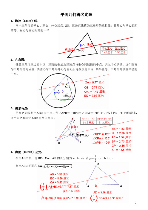 著名的平面几何定理