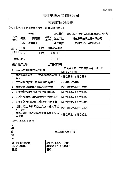 现场施工电梯加节安装旁站