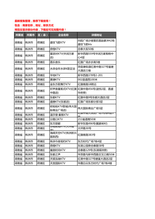 新版湖南省株洲市荷塘区KTV企业公司商家户名录单联系方式地址大全23家