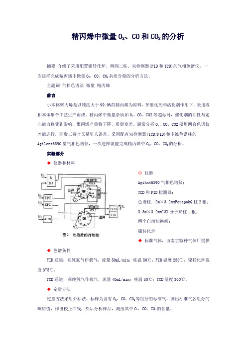 精丙烯中微量O2、CO和CO2的分析