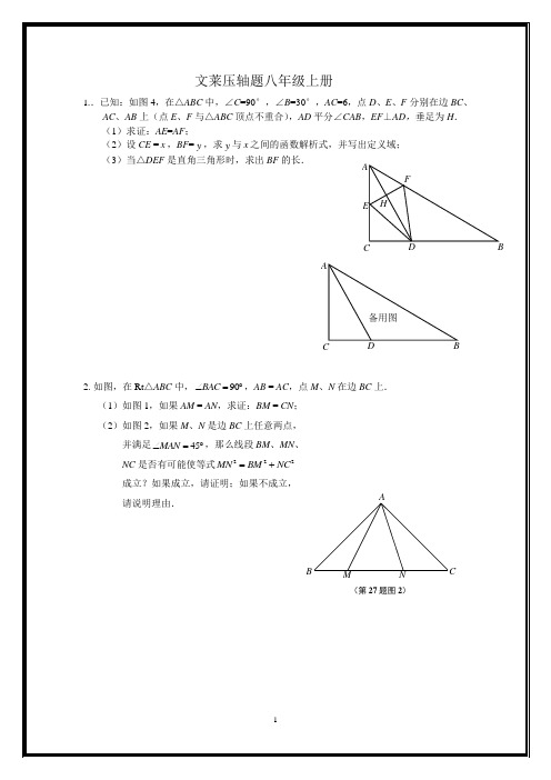 上海八年级上册综合压轴题