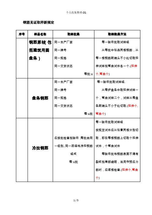 钢筋见证取样新规定