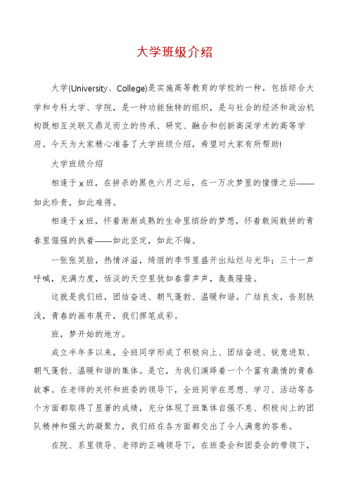 大学班级介绍