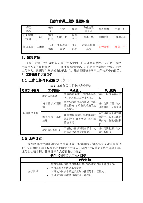 城市防洪课程标准