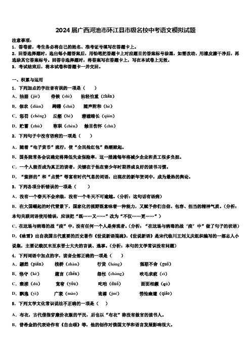 2024届福建省龙岩市武平县中考语文仿真试卷含解析