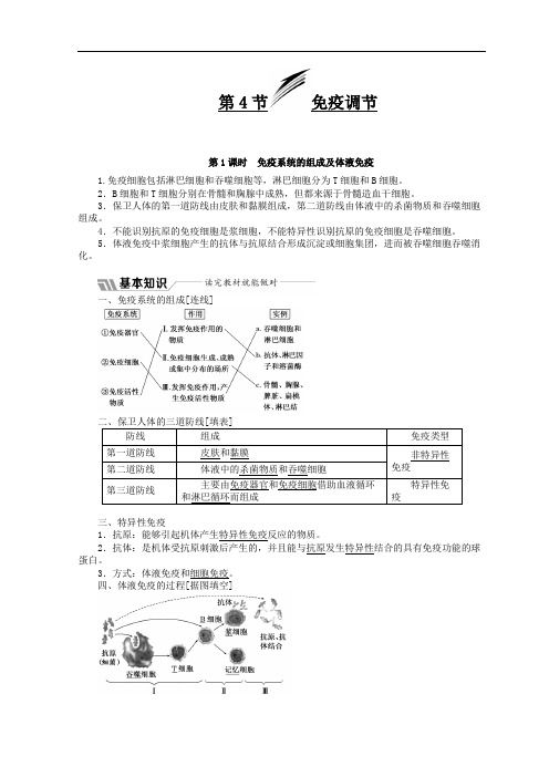 人教版生物必修三：免疫系统的组成及体液免疫 教案