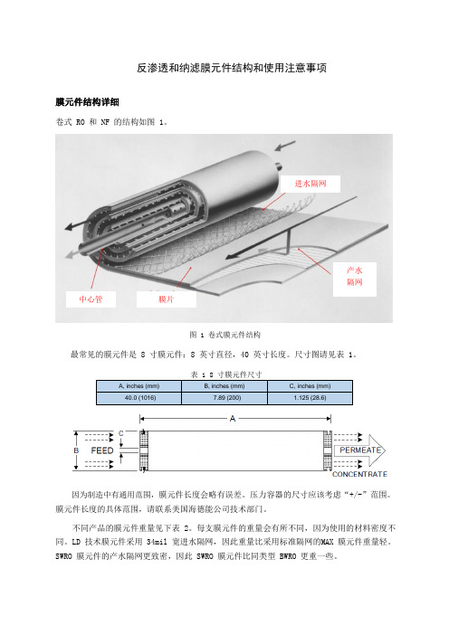 反渗透和纳滤膜结构和使用注意事项