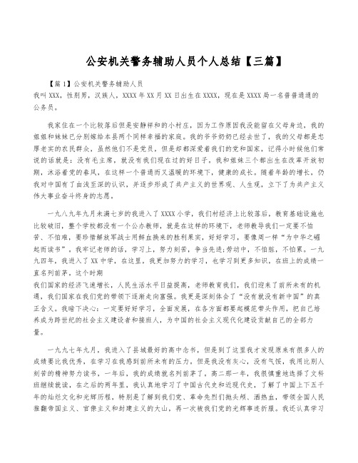 公安机关警务辅助人员个人总结【三篇】