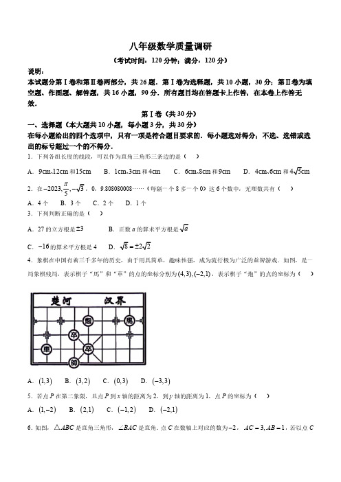 山东省青岛市市北区2024-2025学年八年级上学期期中考试数学试题(无答案)