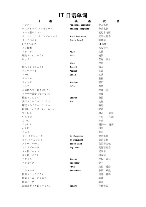 IT日语单词(1-15页)