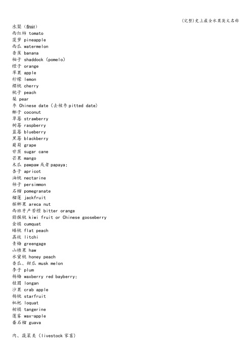 (完整)史上最全水果英文名称
