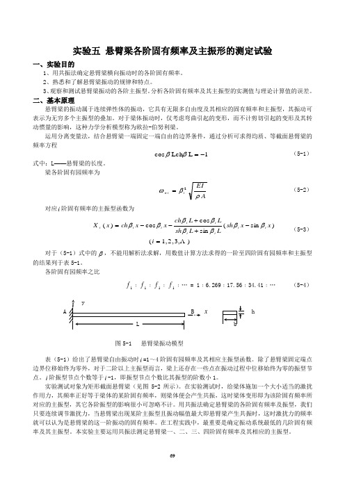 悬臂梁各阶固有频率及主振形的测定试验