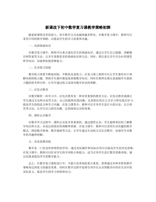 新课改下初中数学复习课教学策略初探