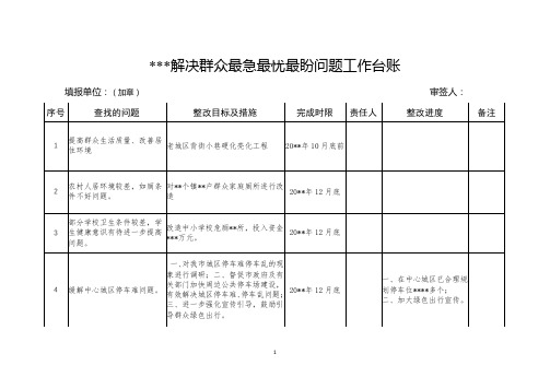 问题工作台账