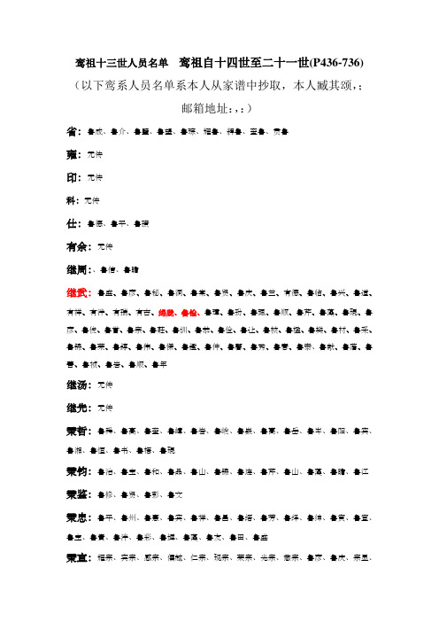 臧氏家谱与符鸾祖自十四世至二十一世