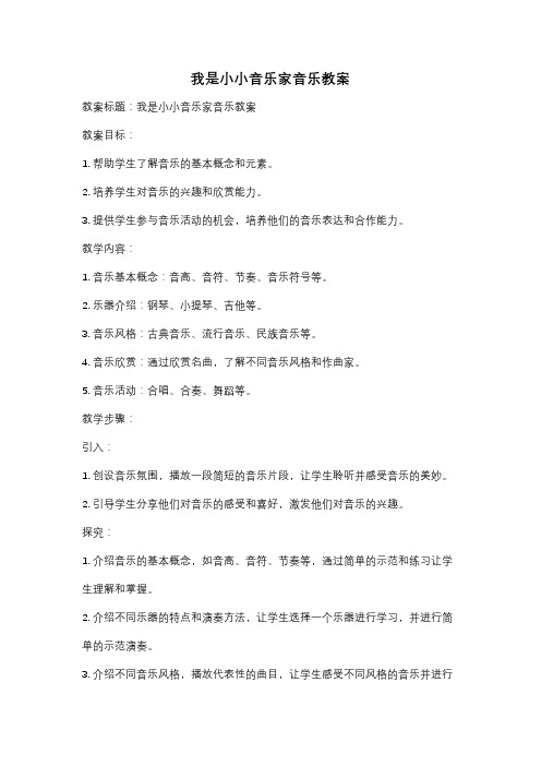 我是小小音乐家音乐教案