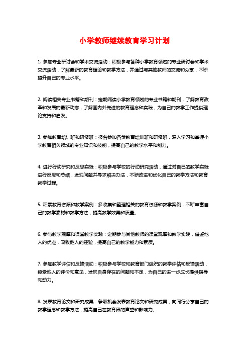 小学教师继续教育学习计划 (2)