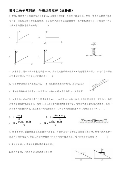 高中物理—牛顿定律选择题