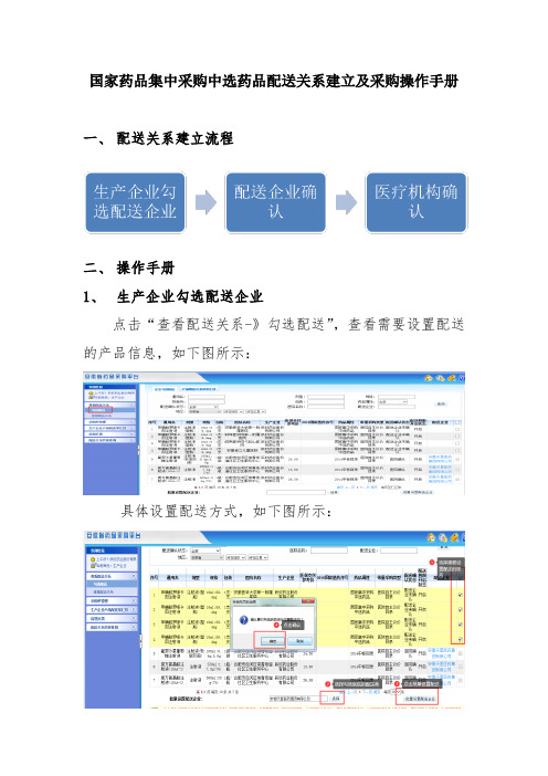 国家药品集中采购中选药品配送关系建立及采购操作手册