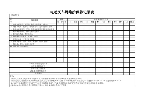 电动叉车维护保养记录