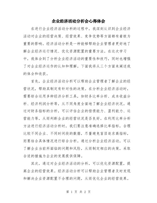 企业经济活动分析会心得体会