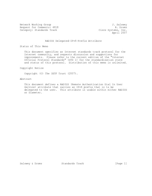 rfc4818.RADIUS Delegated-IPv6-Prefix Attribute