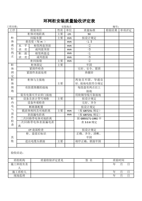 10kV环网柜质量验收评定表(修改版)