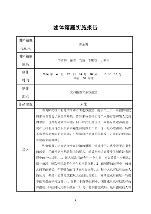 团体箱庭疗法实施报告