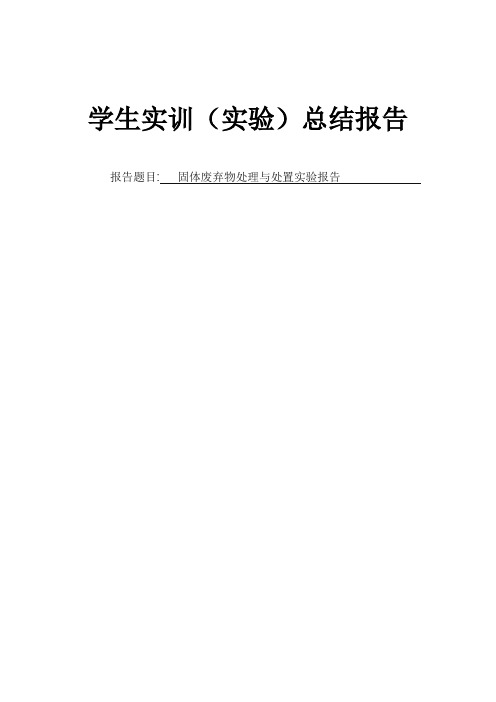 固体废弃物处理与处置实验报告