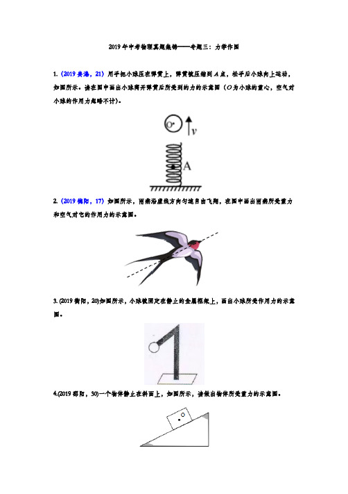 2019年中考物理真题集锦专题三：力学作图(含答案)