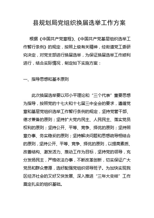 党组织换届选举工作方案