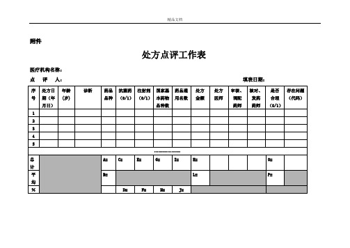 处方点评工作表模板