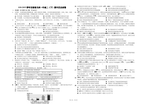 2018-2019学年甘肃省兰州一中高二(下)期中历史试卷(解析版)