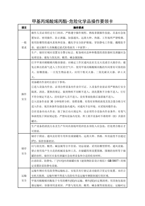 甲基丙烯酸烯丙酯-危险化学品操作要领卡