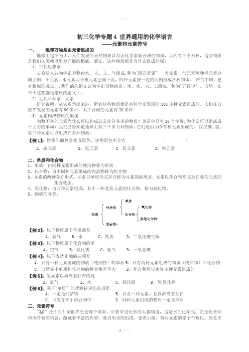 初三化学专题4-世界通用的化学语言