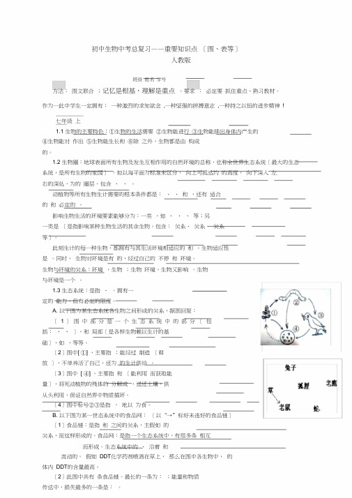 初中生物中考总复习重要知识点图、表等人教版