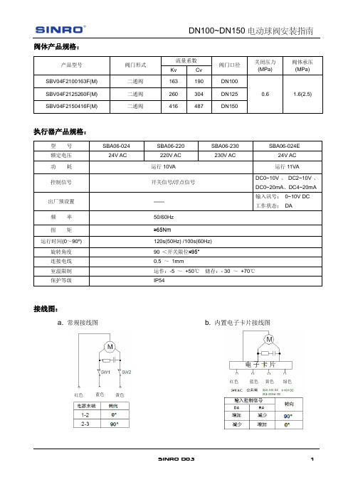 DN100DN150电动球阀安装指引