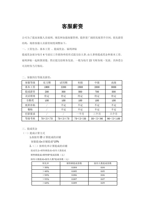 云客服提成薪资方案