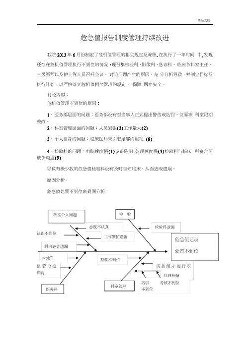 危急值持续改进(鱼骨图、甘特图)