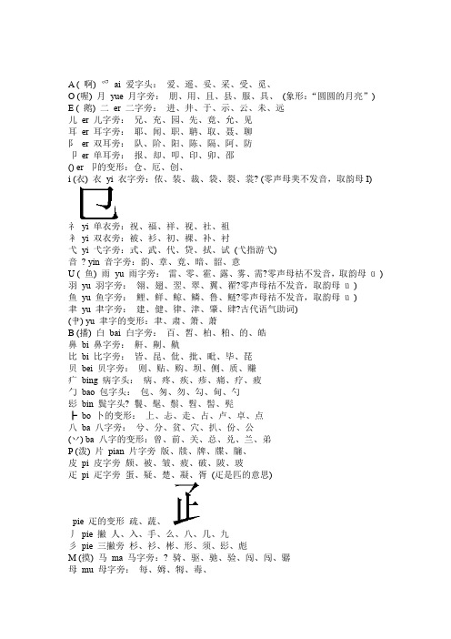 偏旁部首正确读音 5张全重点