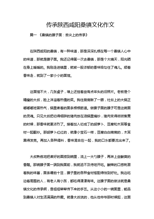 传承陕西咸阳桑镇文化作文