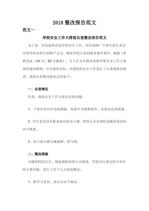 2018整改报告范文