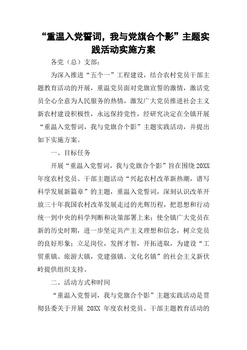 “重温入党誓词,我与党旗合个影”主题实践活动实施方案