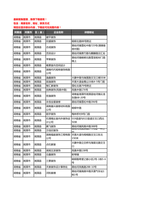 新版湖南省湘潭市湘潭县装修公司企业公司商家户名录单联系方式地址大全46家