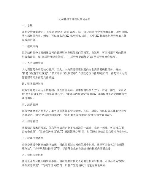 公司各级管理制度如何命名